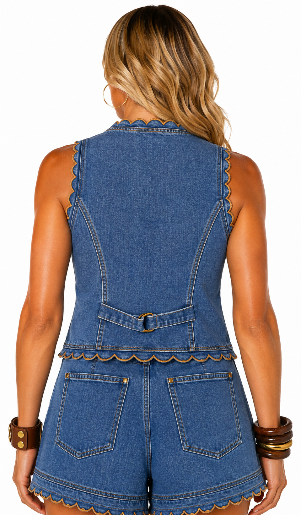 Saddle & Scallop Denim Vest