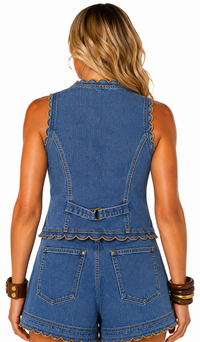 Saddle & Scallop Denim Vest