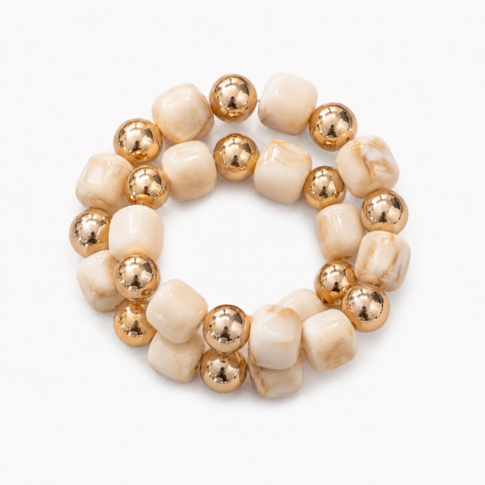 Golden Marble Double Strand Bracelet