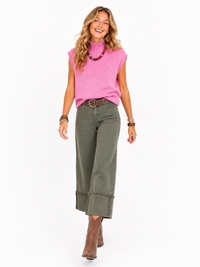 Risen Mid-Rise Burnt Olive Cuff Jeans