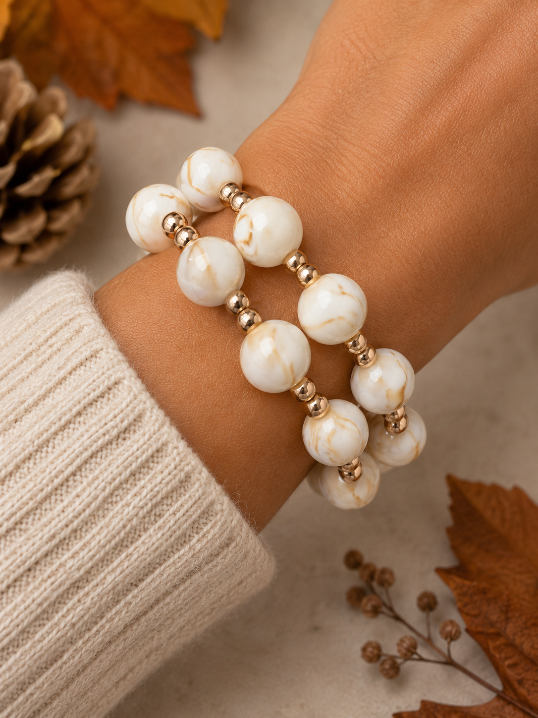 Autumn Pearl Double Strand Bracelet