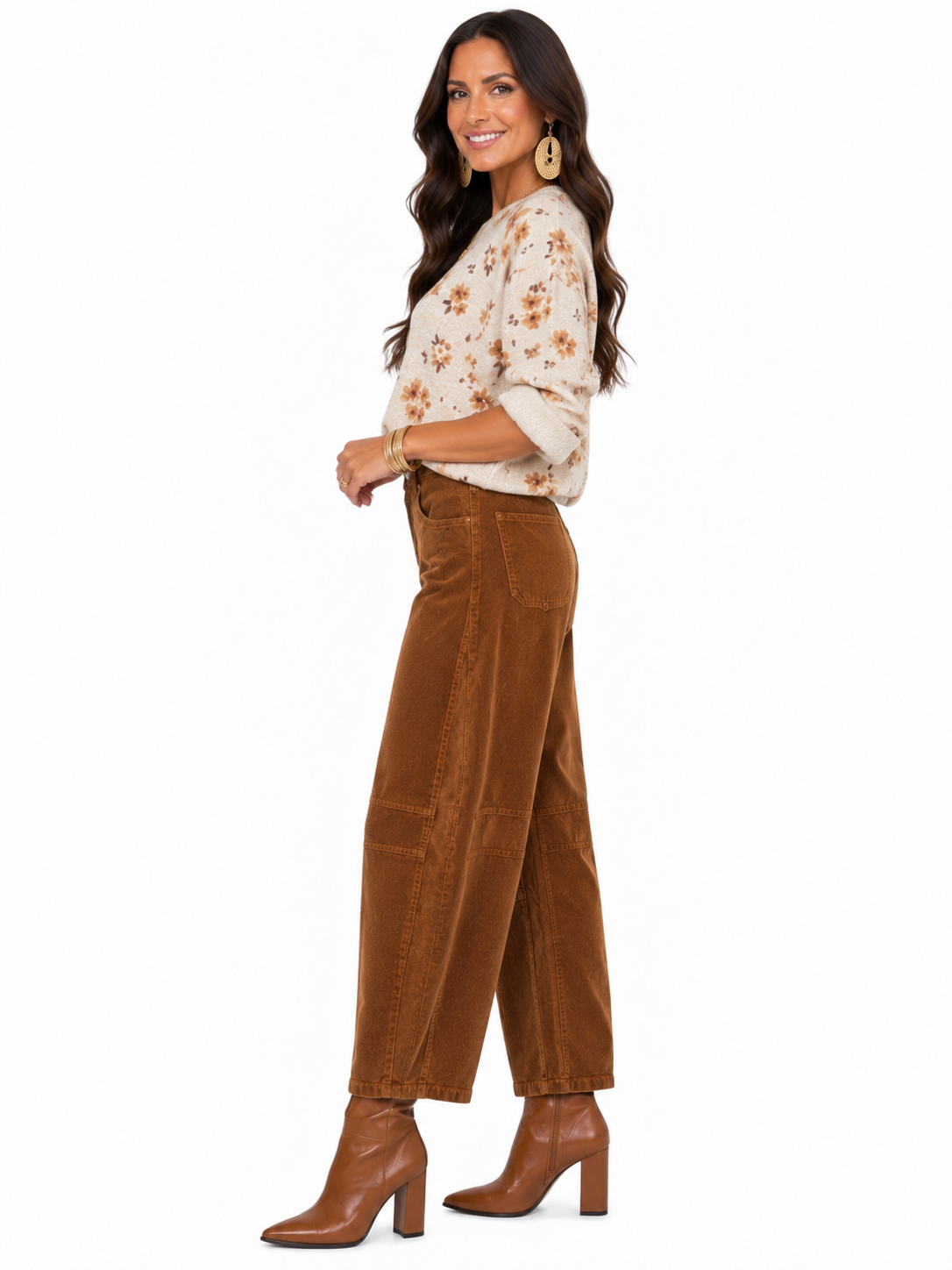 Risen Teddy Bear Corduroy Barrel Jeans