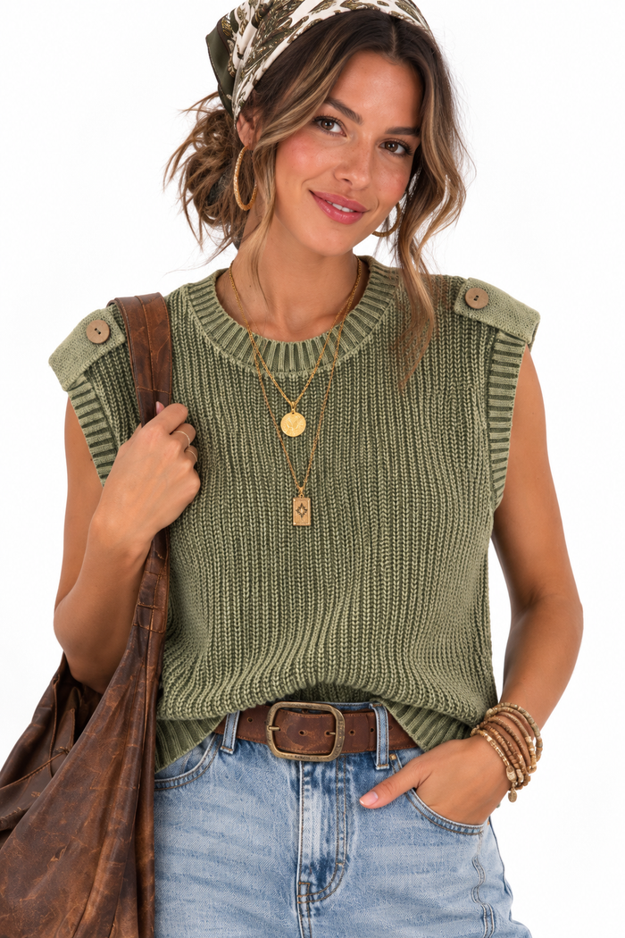 Free Spirit Button Back Sweater Vest.