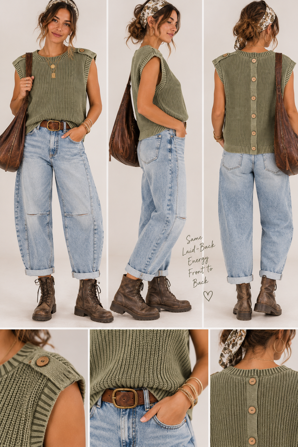 Free Spirit Button Back Sweater Vest.