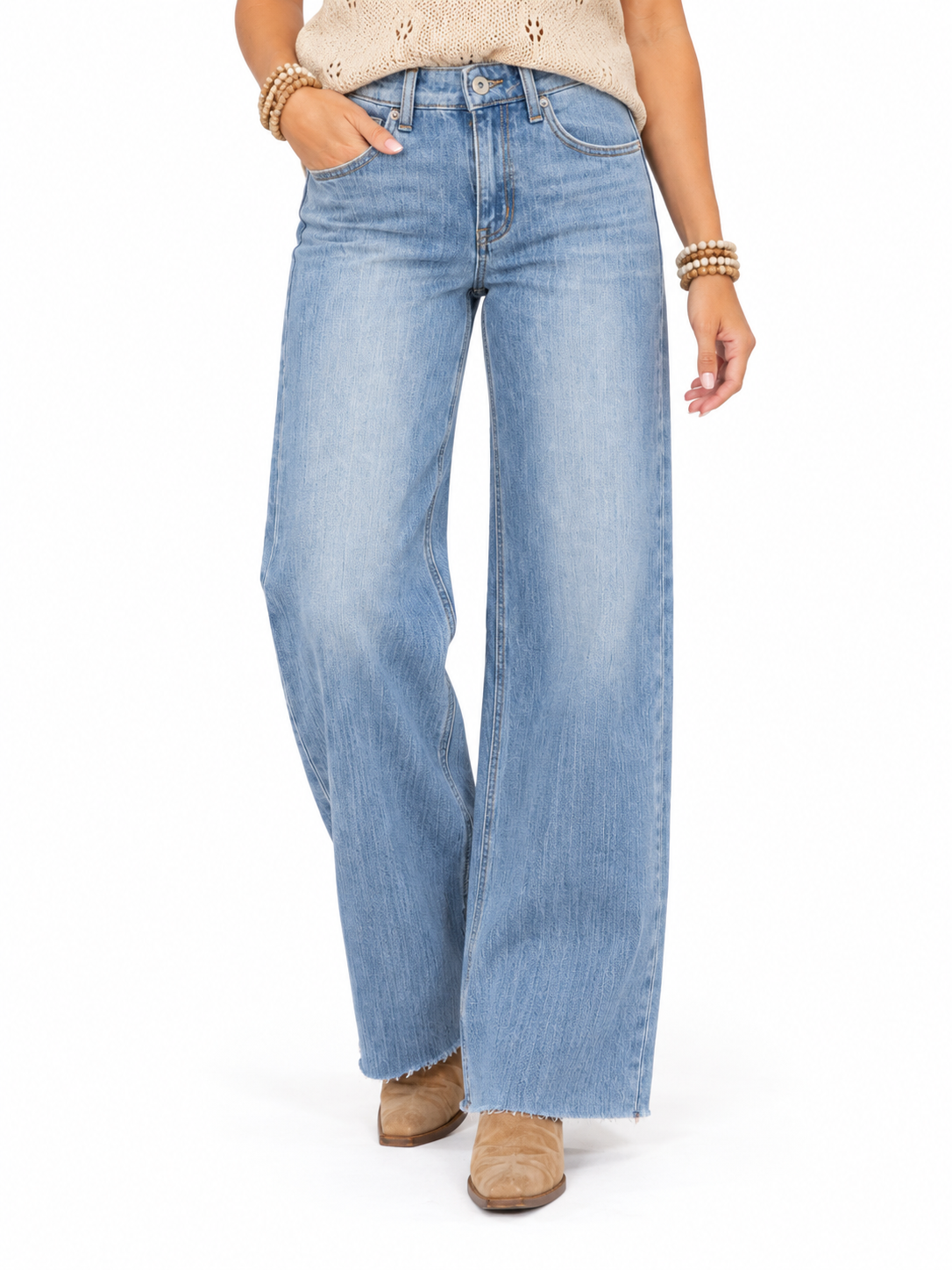 Railway Blue Wide Leg Jeans by MICA