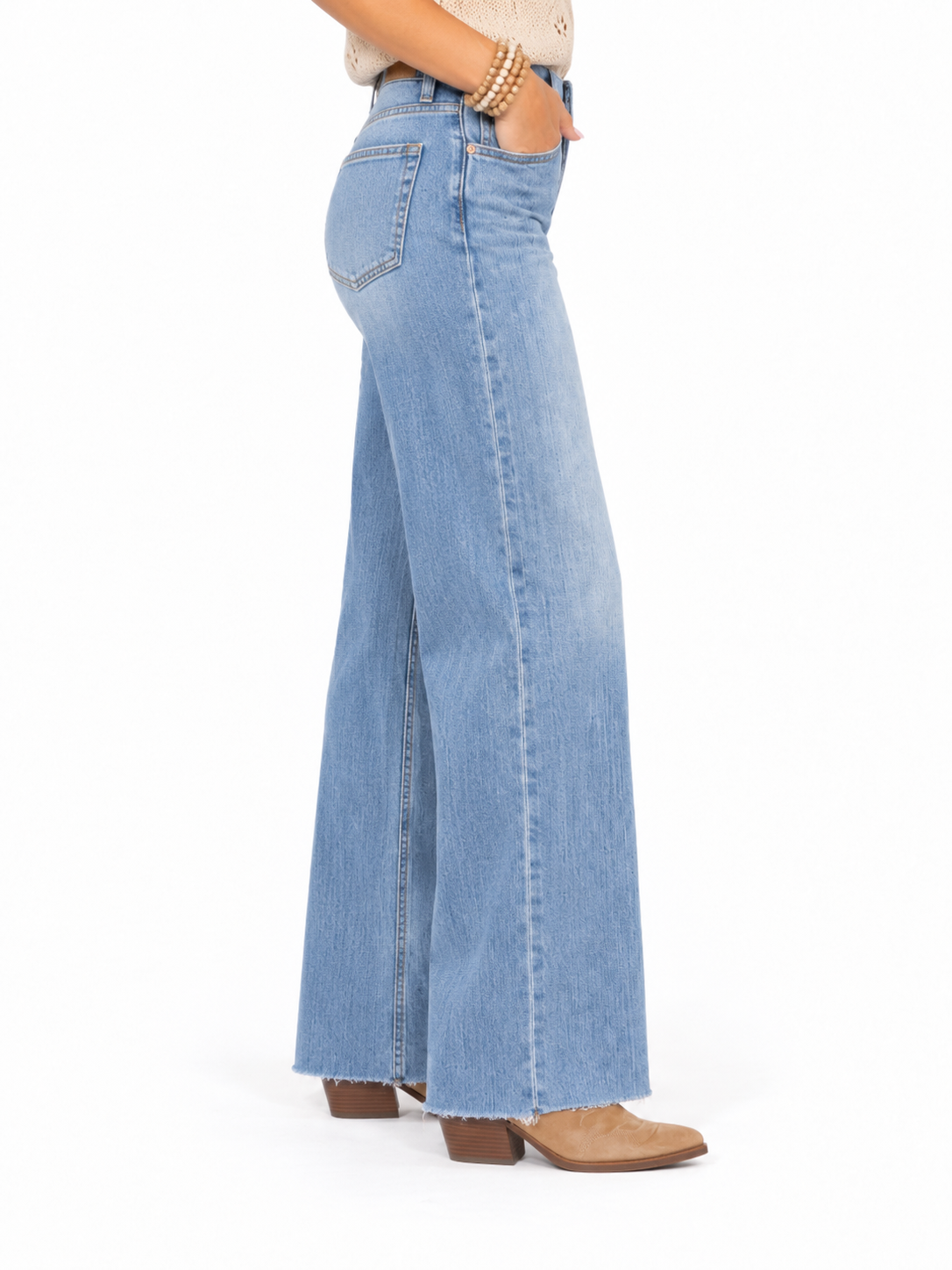 Railway Blue Wide Leg Jeans by MICA