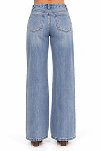 Railway Blue Wide Leg Jeans by MICA
