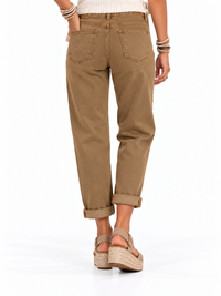 Coffee Run Cuffed Boyfriend Jeans – Cappuccino