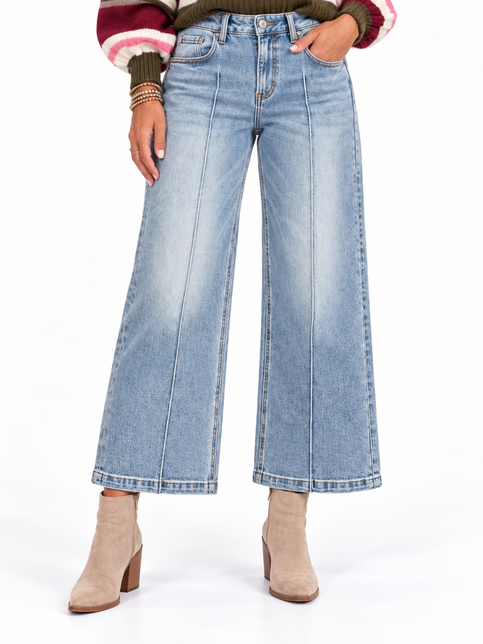 Risen Harbor Line Crop Wide Leg Jeans PWC21223