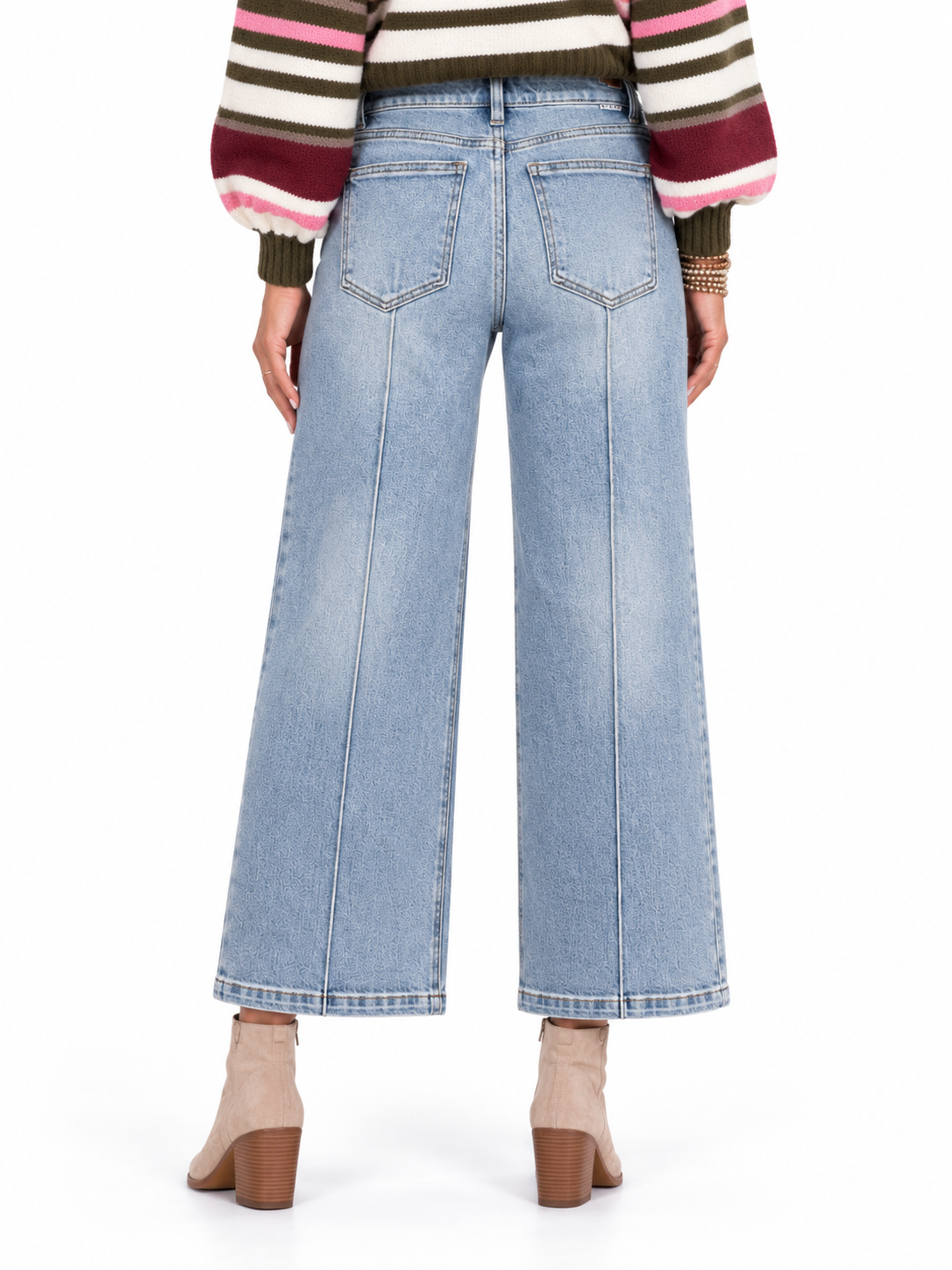 Risen Harbor Line Crop Wide Leg Jeans PWC21223