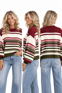 Cherry Moss Stripe Sweater