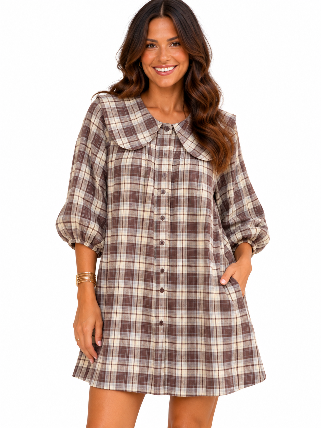 The Hattie Brown Plaid Dress