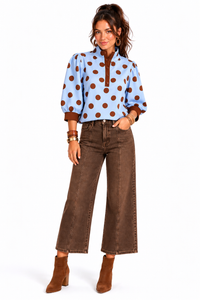 Blythe Polka Dot Funnel Neck Top