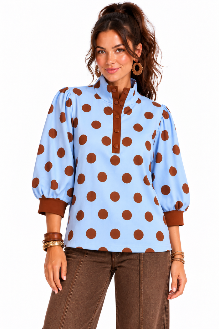 Blythe Polka Dot Funnel Neck Top