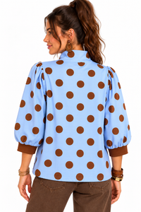 Blythe Polka Dot Funnel Neck Top