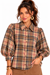 Cappuccino Plaid Blouse