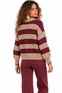 Burgundy Ridge Striped Sweater