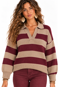 Burgundy Ridge Striped Sweater