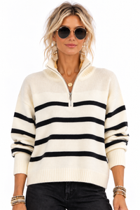 The Montclair Striped Quarter-Zip Sweater