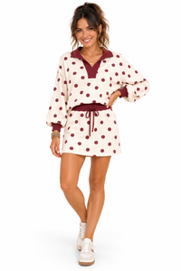 The Bordeaux Dot Skort Set