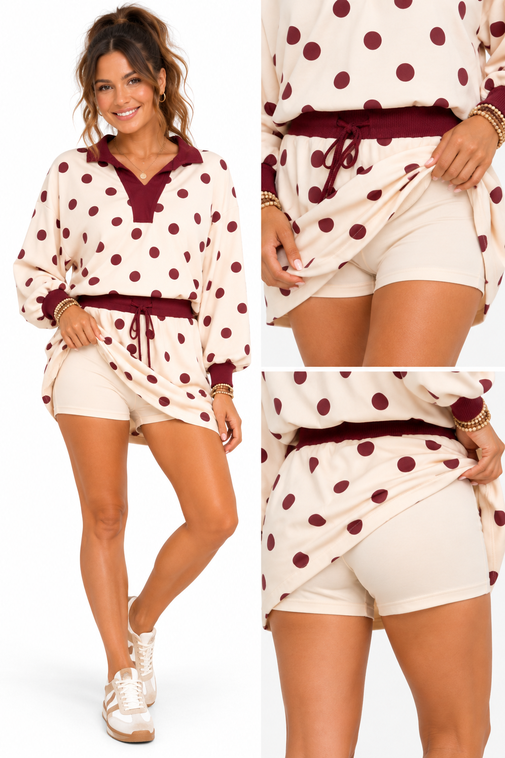 The Bordeaux Dot Skort Set