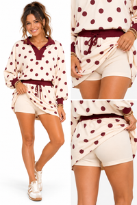 The Bordeaux Dot Skort Set
