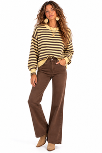 Ellery Stripe Sweater – Butter Yellow & Chocolate