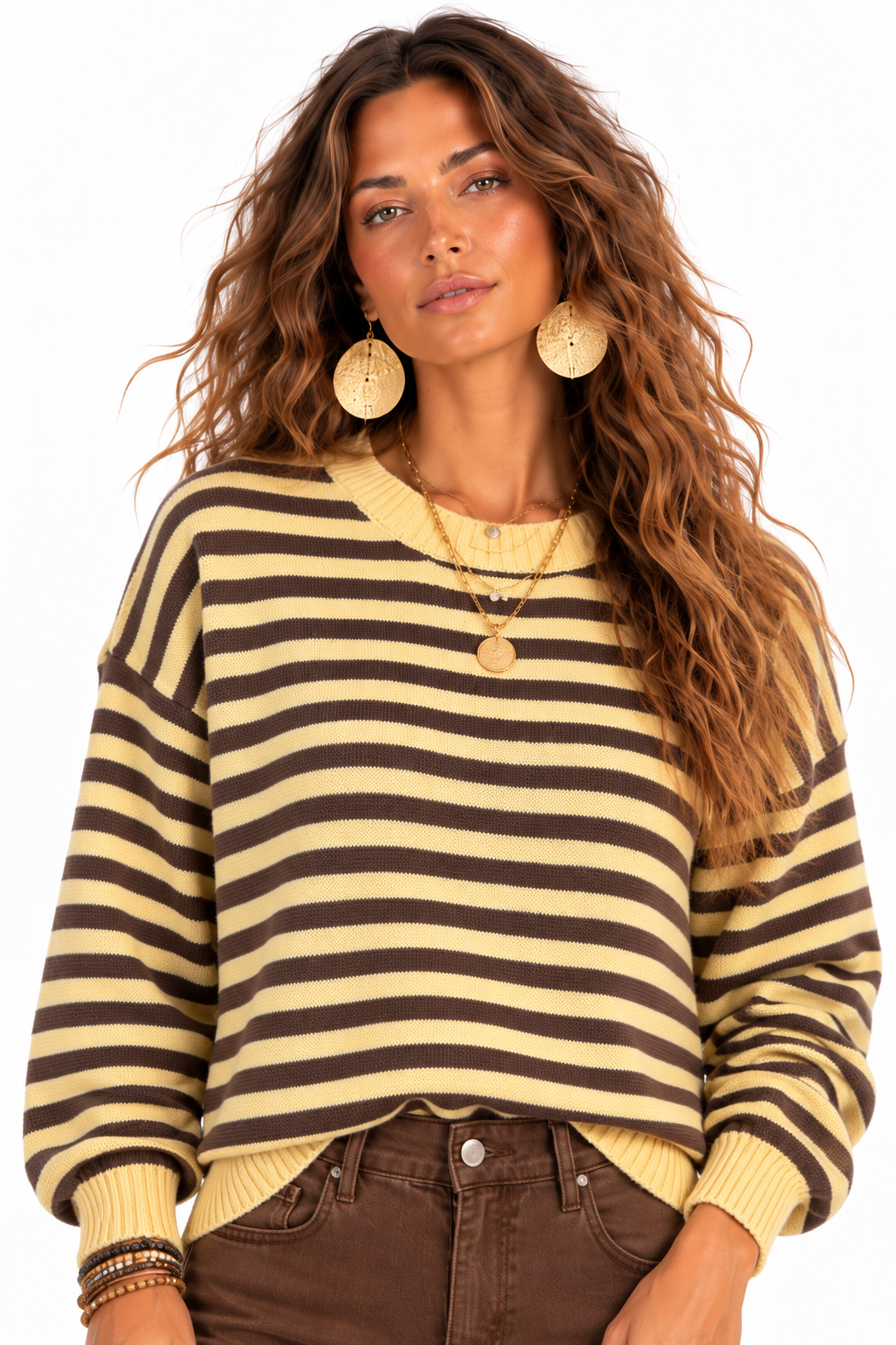 Ellery Stripe Sweater – Butter Yellow & Chocolate