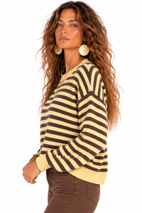 Ellery Stripe Sweater – Butter Yellow & Chocolate