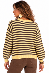 Ellery Stripe Sweater – Butter Yellow & Chocolate
