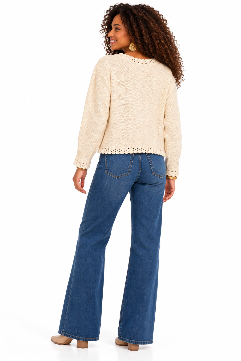 The Heather Embroidered Floral Cardigan Sweater – Ivory