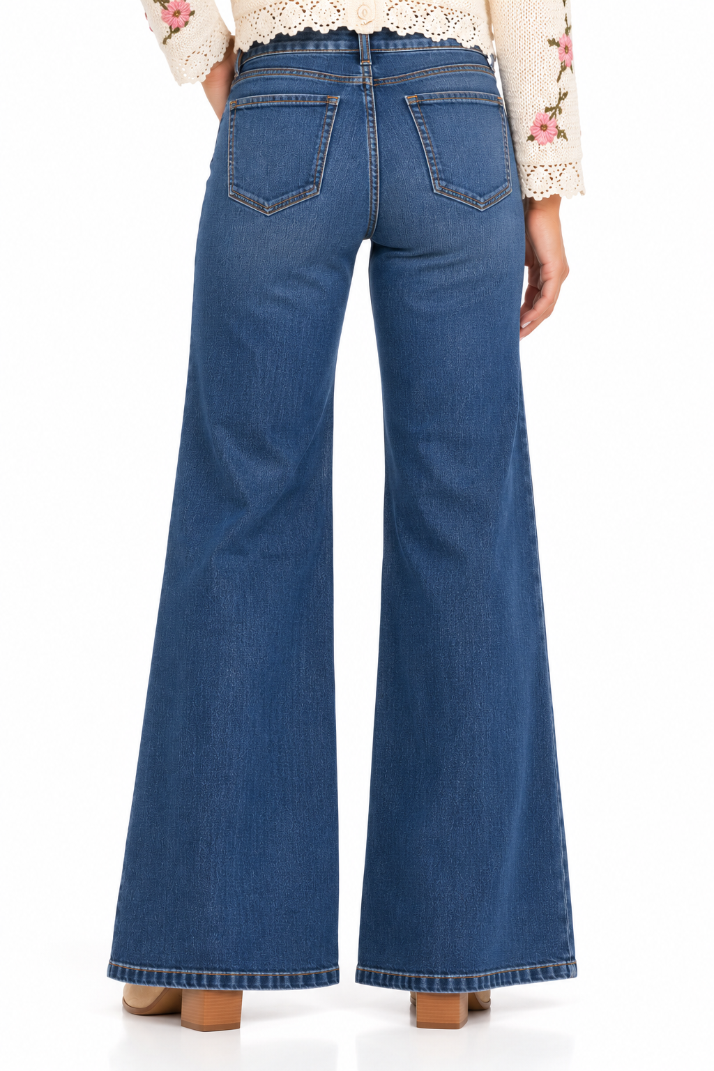 Risen Adjustable Waist Tummy Control Wide Leg Jeans – Dark Wash