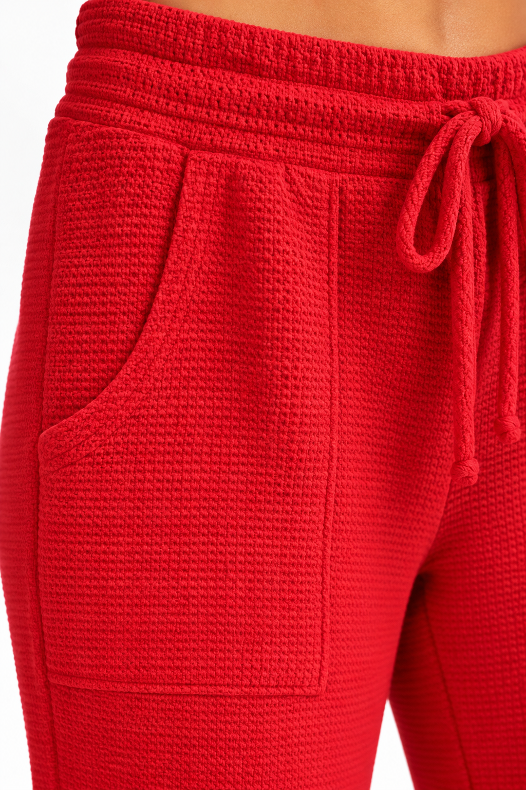 Merry Waffle Knit Oversized Pullover – Red