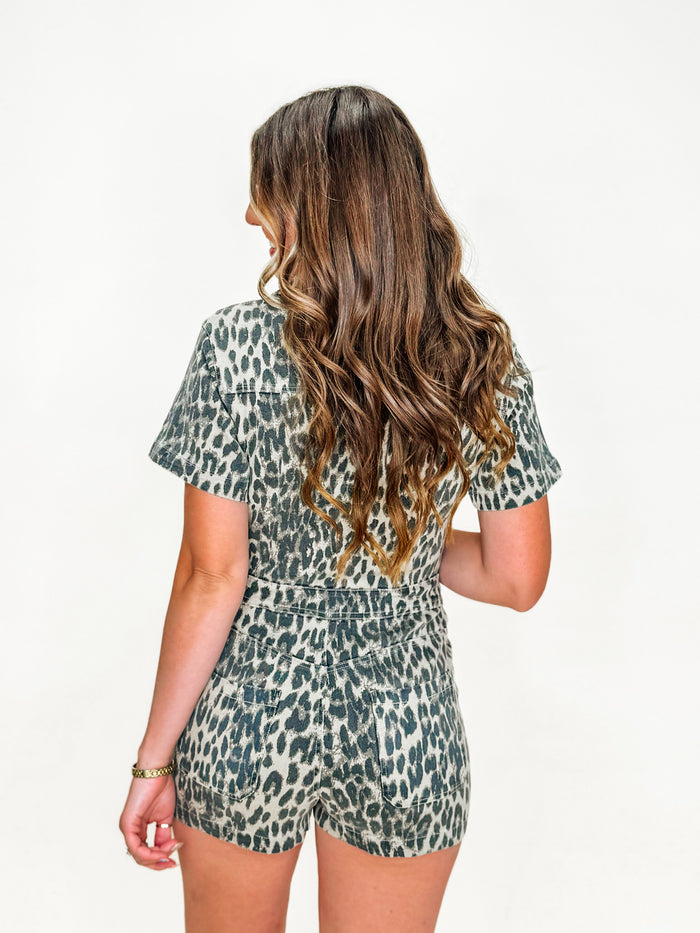 Untamed Edge Leopard Denim Shortall