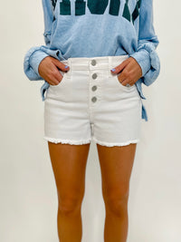 White Shorts And Blue Skies High Waisted Shorts