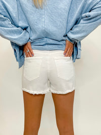 White Shorts And Blue Skies High Waisted Shorts