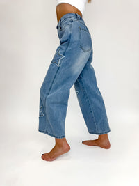 Light Wash Star Patchwork Denim Jeans