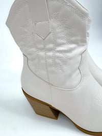 Saddle Stitch Ankle Boot- White