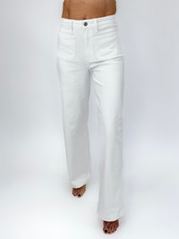 JBD Patch Pocket Wide Leg Jeans- White
