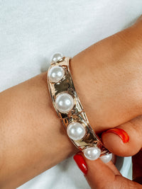 Golden Hour Pearl Bangle Bracelet