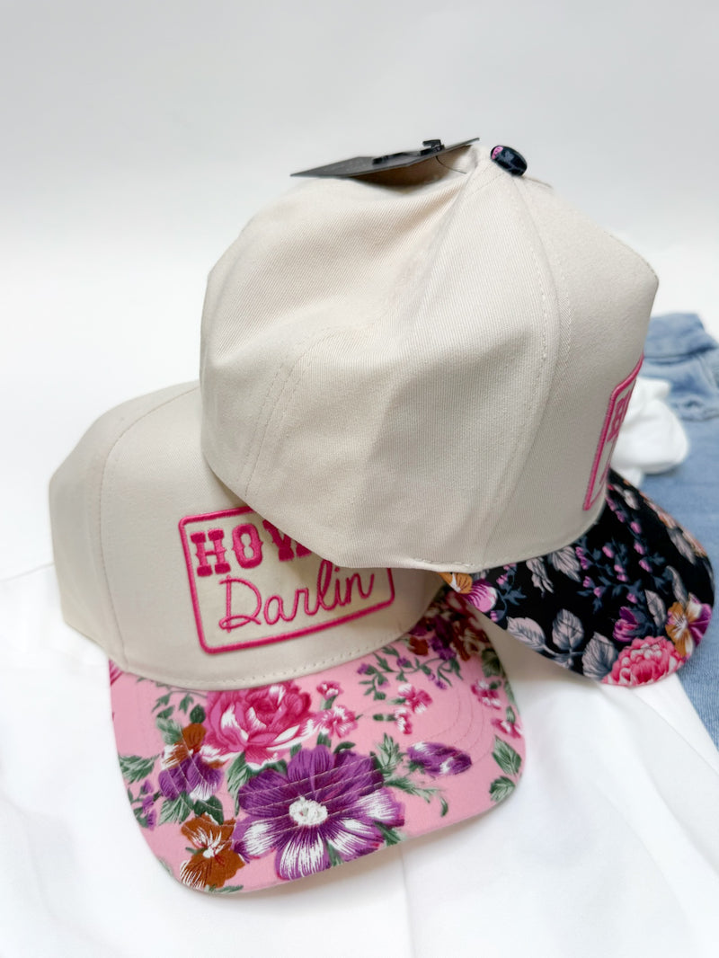 Howdy Darlin’ Trucker Hat Black Floral