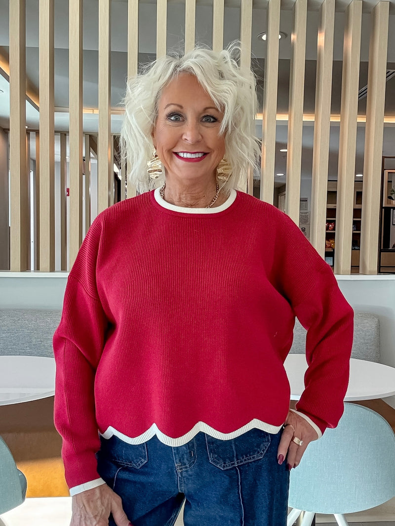 Peppermint Scallop Sweater