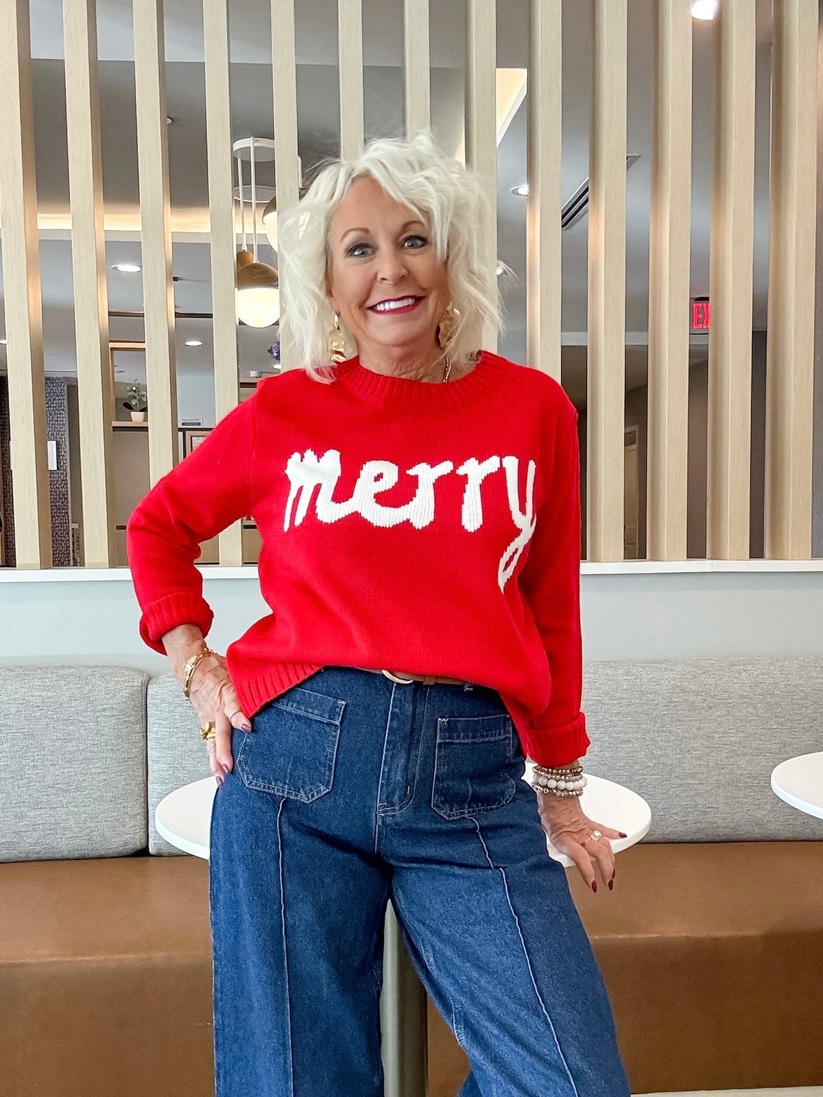 Merry & Bright Red Holiday Sweater