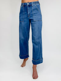 Vervet High Rise Double Cuffed Baggy Wide Leg Jeans