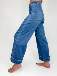 Vervet High Rise Double Cuffed Baggy Wide Leg Jeans