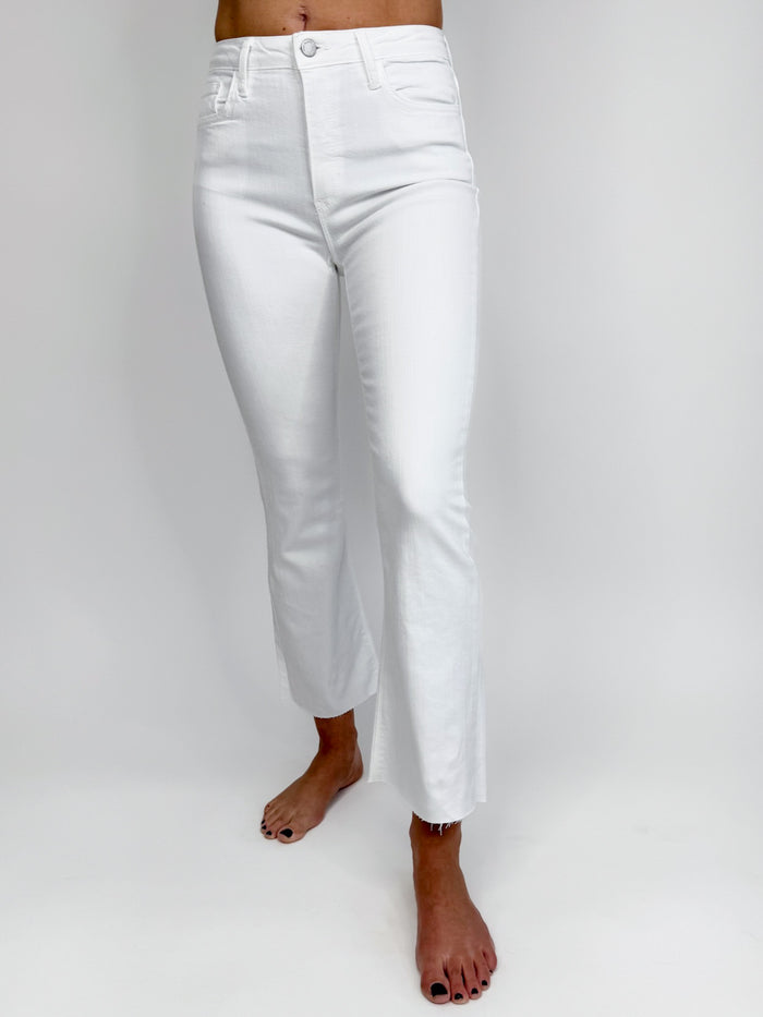 Optic White HR Crop Flare Jeans