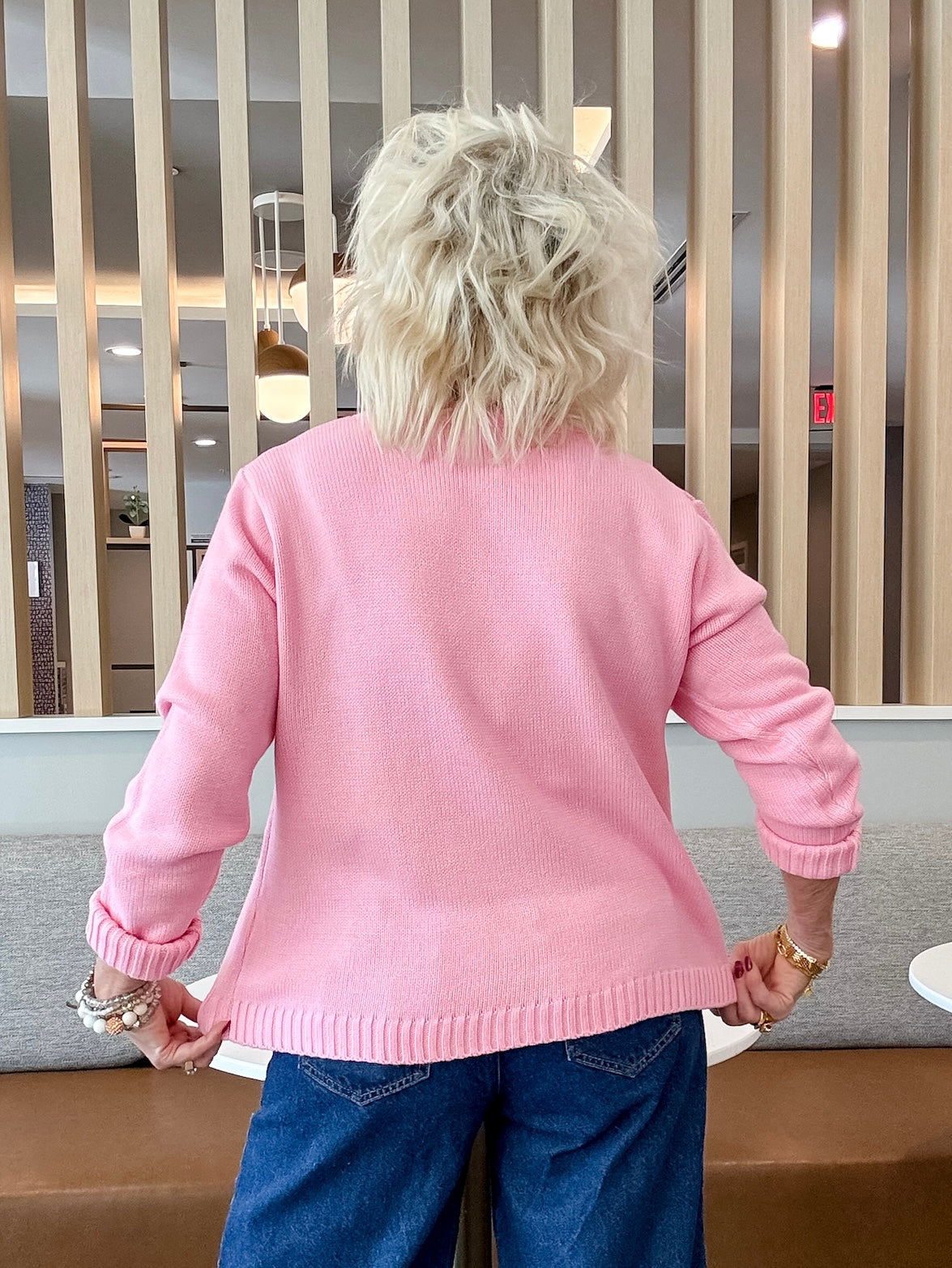 Merry & Bright Pink Holiday Sweater