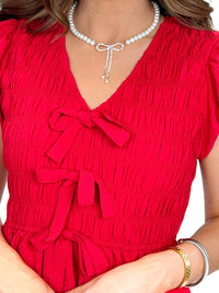 Sunset Picnic Tie Dress True Red