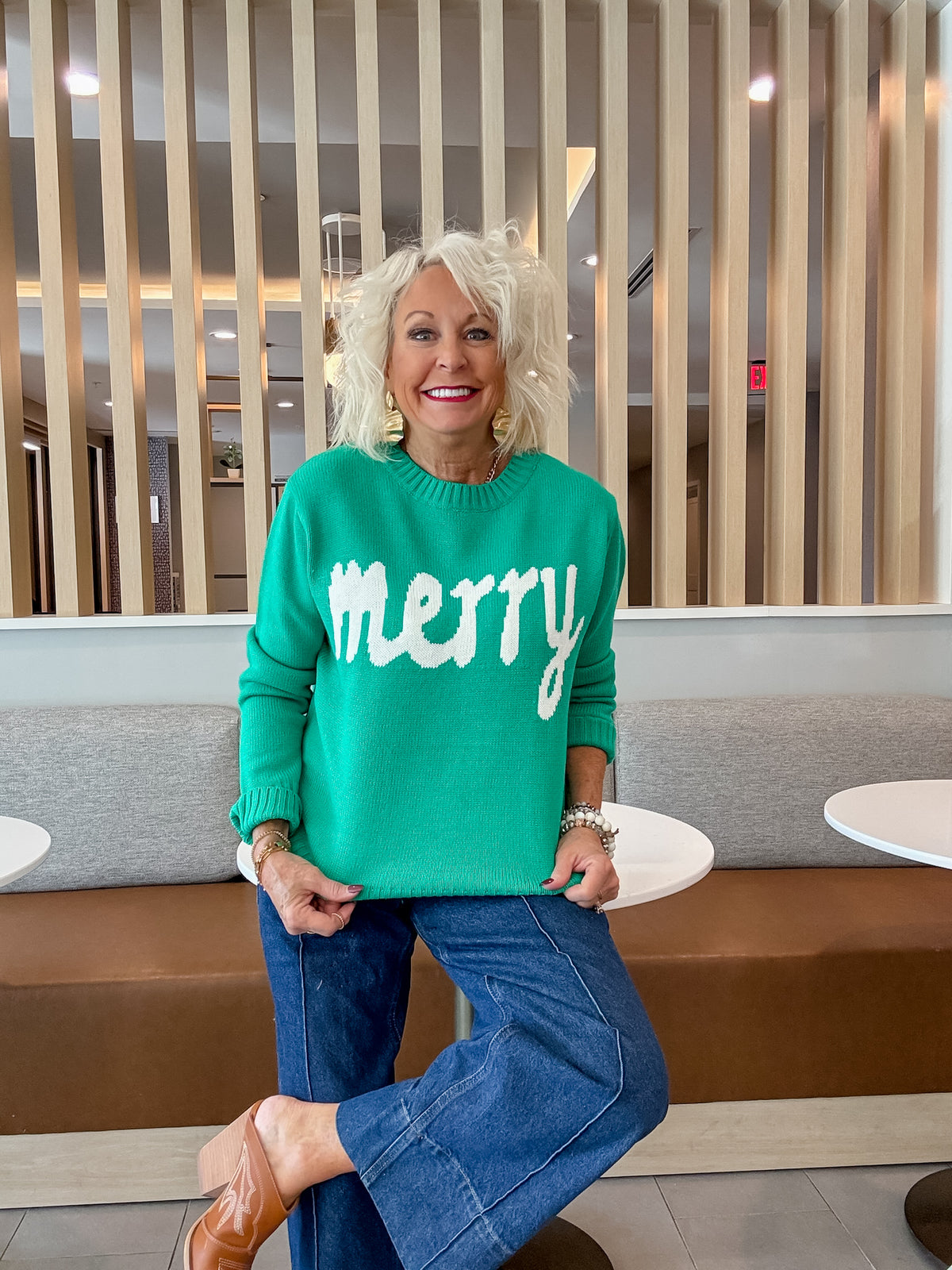 Merry & Bright Green Holiday Sweater