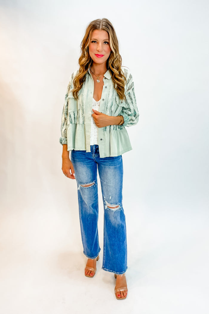 Falling Leaves Layering Jacket - Dusty Green